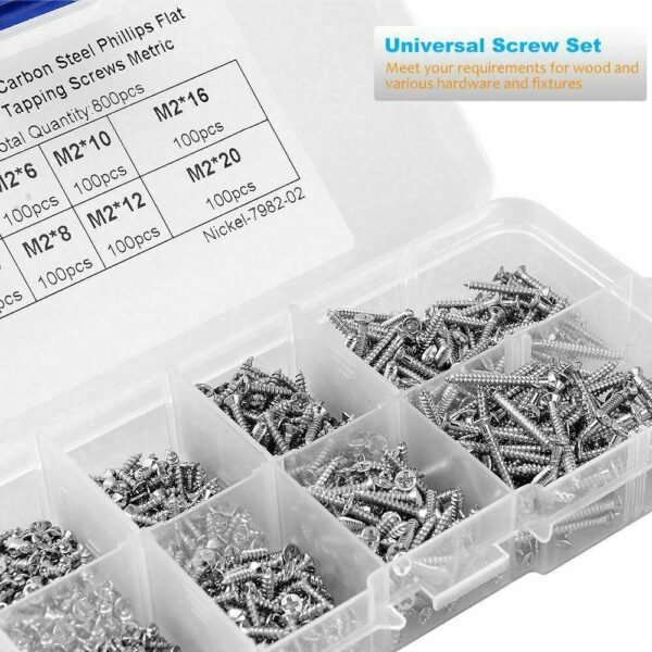 800 PCS Self Tapping Stainless Steel Wood Screws - Assorted Small Metal Screws - Image 3