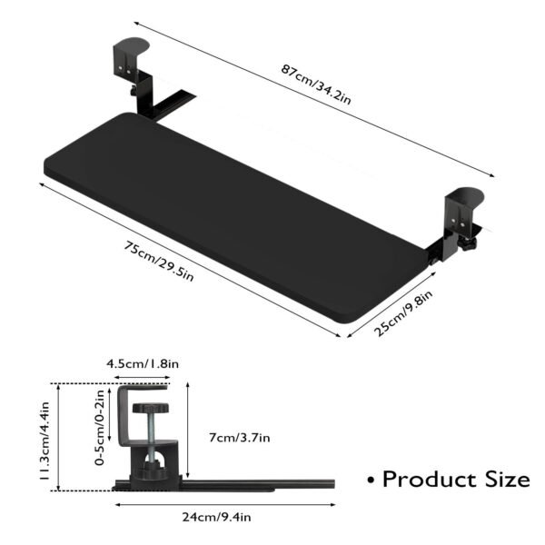 Comfort Keyboard Tray - Large Clamp-On Platform for Under Desk Use - Image 6