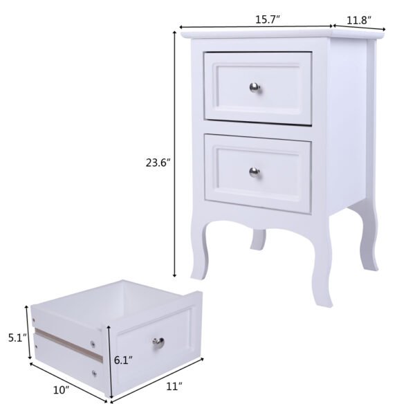 Two-Tier Night Table - Large Country Style in White - Image 8