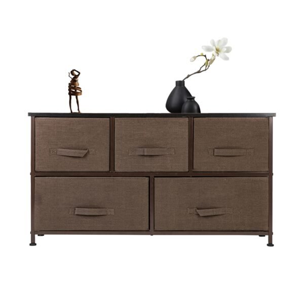 2-Tier Wide Closet Dresser, Nursery Dresser Tower With 5 Easy Pull Fabric Drawers And Metal Frame - Image 5