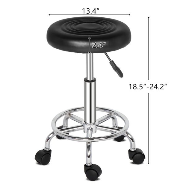 Round Stool with Lines Rotation Bar Stool Black - Image 4