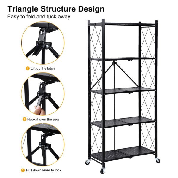 5 Tiers Garage Shelving Storage Units Heavy Duty Metal, Foldable and Moveable UK - Image 3