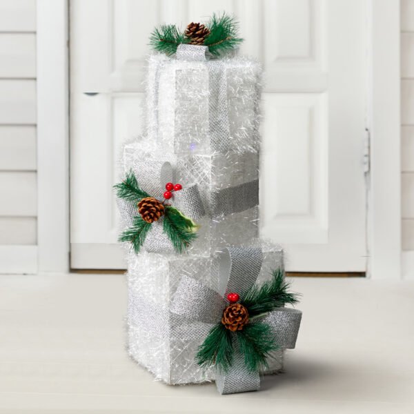 3 Pcs White Gift Boxes for Garden Decoration - Sizes: 7in, 6in, 5in - Image 5