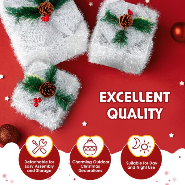 3 Pcs White Gift Boxes for Garden Decoration - Sizes: 7in, 6in, 5in - Image 6