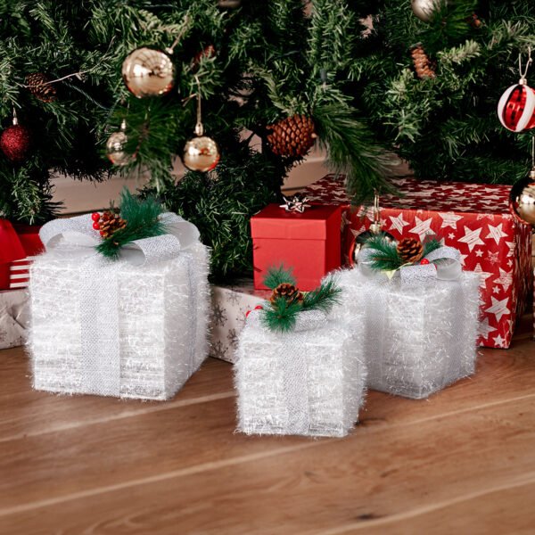 3 Pcs White Gift Boxes for Garden Decoration - Sizes: 7in, 6in, 5in - Image 7