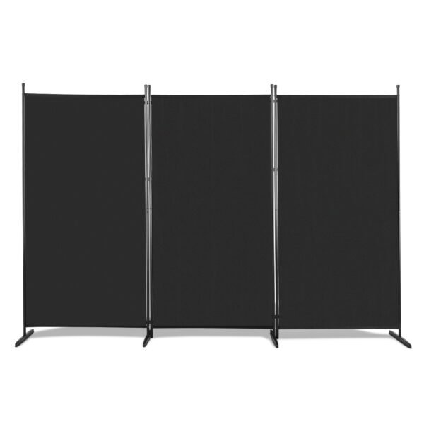 6FT Trifold 130g Polyester Fabric Plastic Foot Carbon Steel Frame Foldable Screen Black - Image 5