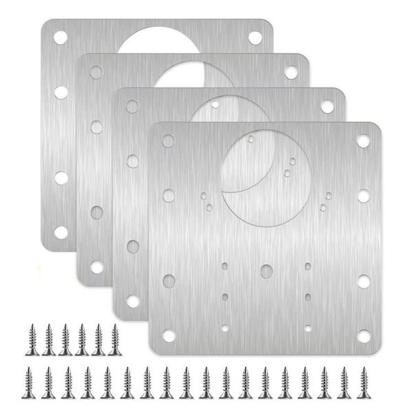 Pack of 4 - Kitchen Cupboard Hinge Repair Plates with Fixing Screws for Cabinets - Image 4