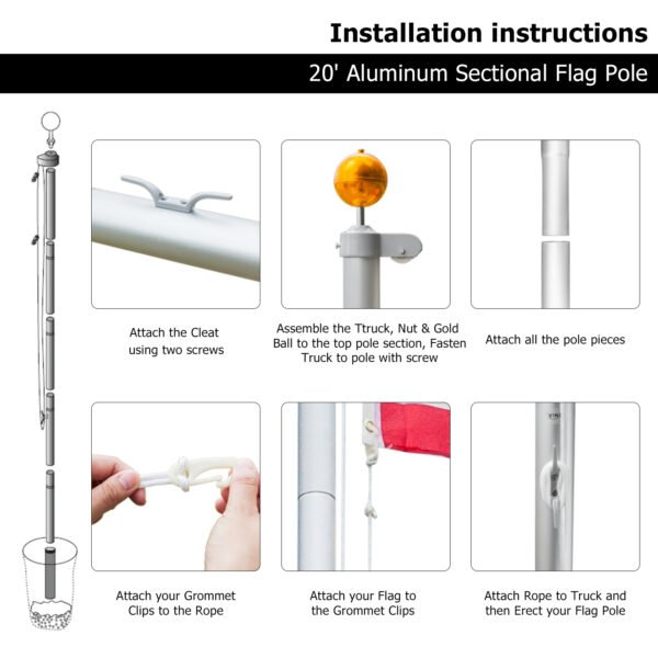 Aluminum Alloy Splicing Flagpole Adjustable And Retractable 5.15.1600cm - Image 5