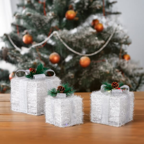 3 Pcs White Gift Boxes for Garden Decoration - Sizes: 7in, 6in, 5in - Image 4