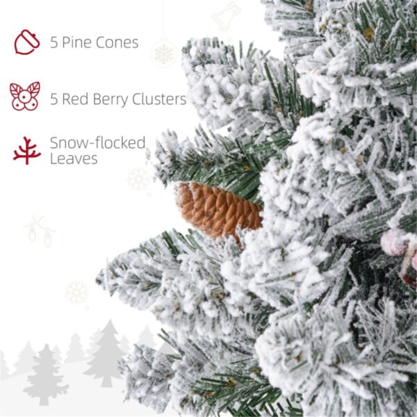 Festive Christmas Decoration with Frosting, Pine Cones, and Red Berry Clusters - Image 3