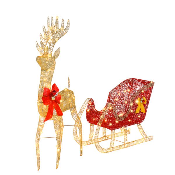 Golden Elk Deer Sled Iron Frame Cotton Thread Decoration Christmas - Image 7