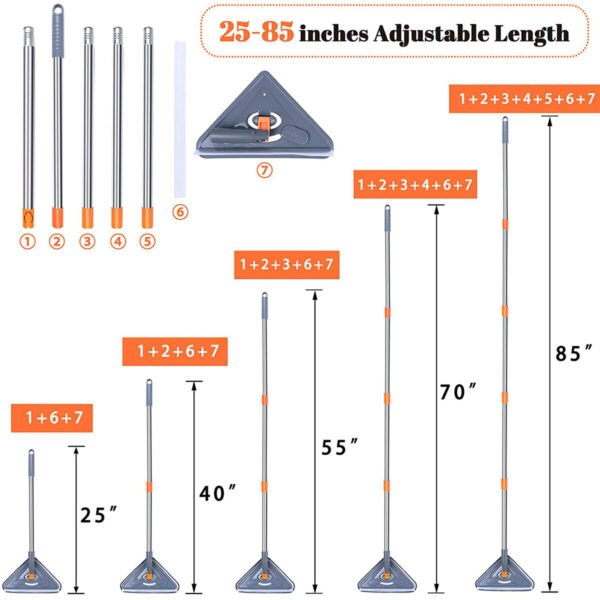 360° Rotatable Adjustable Triangle Mop - Multipurpose Cleaning Brush - Image 3