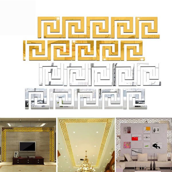 10 Pack Gold Mirror Tile Wall Decals - 3D Acrylic Removable Art Stickers for DIY Decor