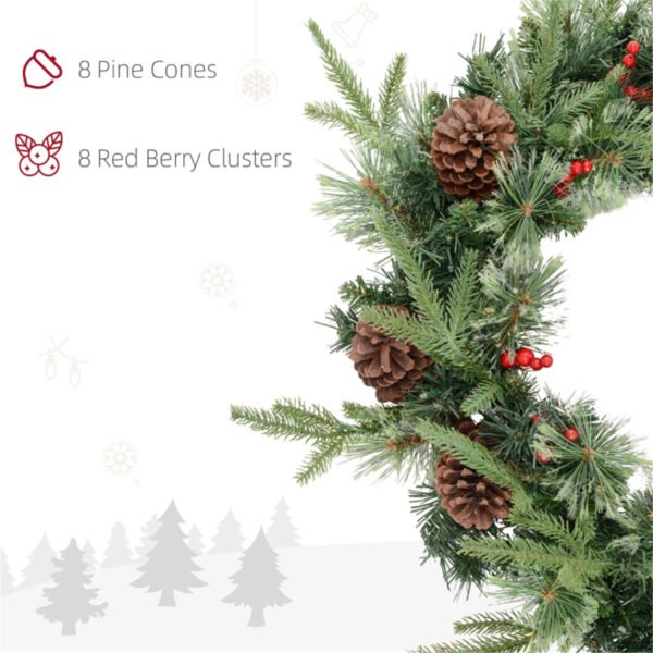 Flame Retardant Decorative Branches Molded from Real Trees - Includes Pine Cones, Red Berries and 50 Warm White LED Lights - Image 3