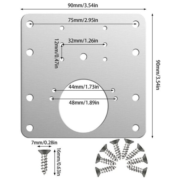 Pack of 4 - Kitchen Cupboard Hinge Repair Plates with Fixing Screws for Cabinets - Image 9