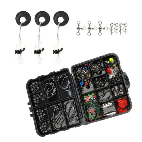 188PCS Sea Fishing Accessories Tackle Box Kit - Jig Hooks, Swivels, and Clamp Set - Image 9