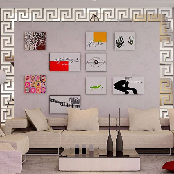 10 Pack Gold Mirror Tile Wall Decals - 3D Acrylic Removable Art Stickers for DIY Decor - Image 3