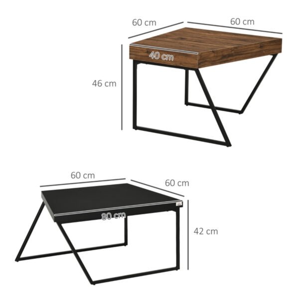 Coffee Table and Bar Table - Rustic Brown and Black - Image 3