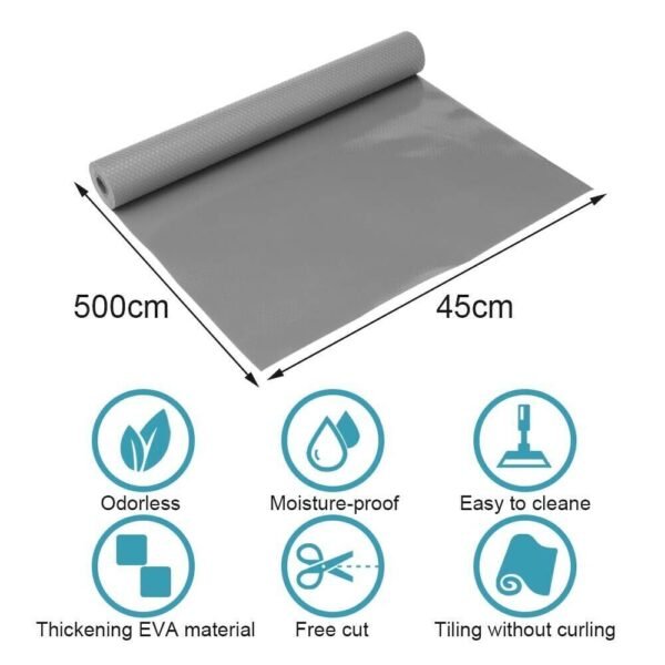 45cm x 500cm Grey Non-Slip Waterproof Drawer and Shelf Liner Mat - Bulk Roll - Image 4