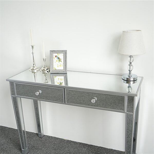 Mirrored Makeup Table Desk Vanity for Women with 2 Drawers - Image 7