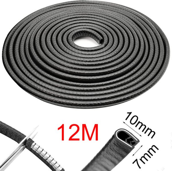 12M Black Rubber Edge Protector Strip - U-Shape Guard Seal for Car Door Boot (UK)