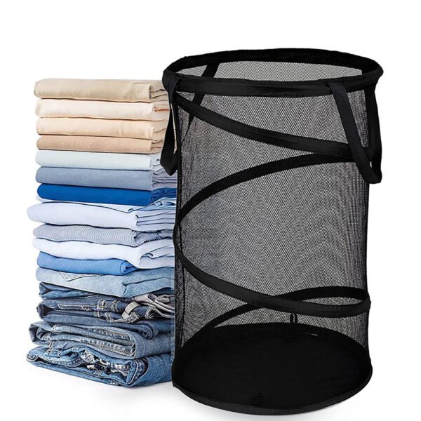 Collapsible Laundry Basket with Handles - Large Foldable Mesh Hamper for Laundry Room, Bathroom, Kids’ Room, and Travel Organizer