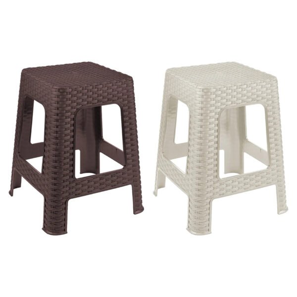 Square Plastic Rattan Stool - 28x28x45 cm, Assorted Colours - Image 3