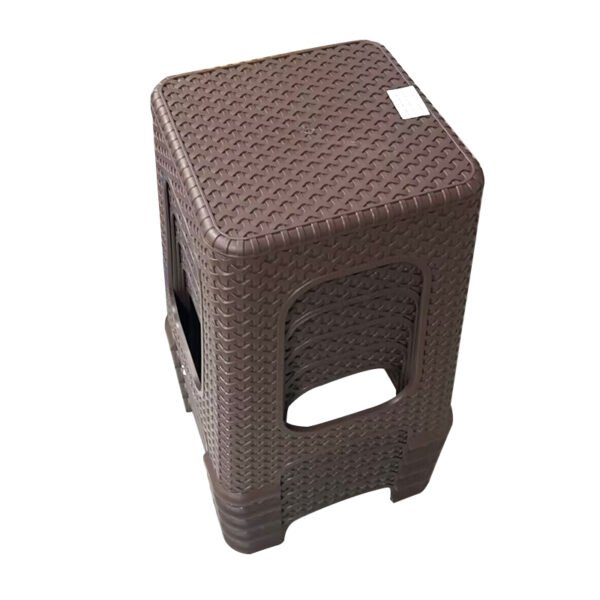 Square Plastic Rattan Stool - 28x28x45 cm, Assorted Colours - Image 7