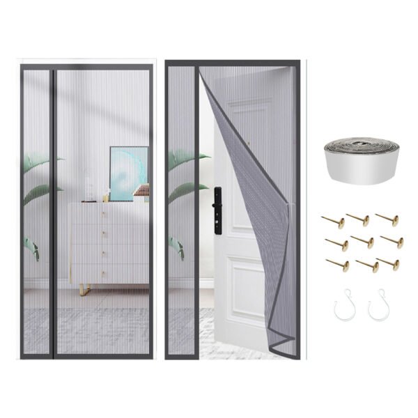 Removable Insect Fly Mesh with Side-Opening Magnetic Screen for Door - Grey, 100x220cm - Image 10