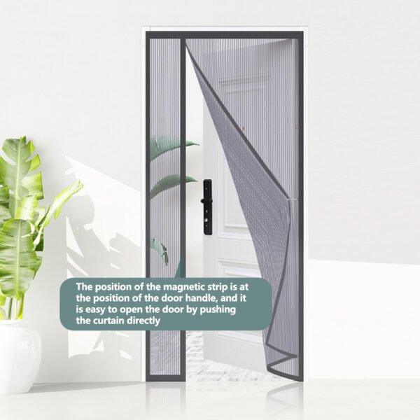 Removable Insect Fly Mesh with Side-Opening Magnetic Screen for Door - Grey, 100x220cm - Image 4