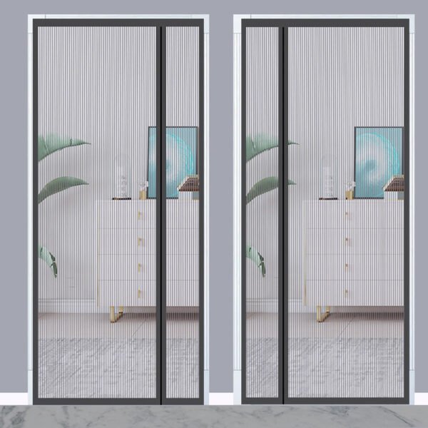 Removable Insect Fly Mesh with Side-Opening Magnetic Screen for Door - Grey, 100x220cm - Image 5