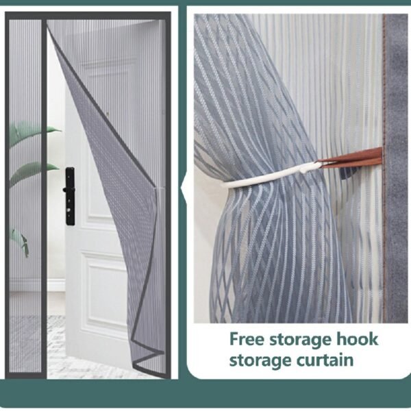 Removable Insect Fly Mesh with Side-Opening Magnetic Screen for Door - Grey, 100x220cm