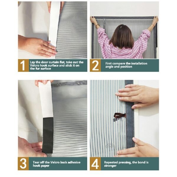 Removable Insect Fly Mesh with Side-Opening Magnetic Screen for Door - Grey, 100x220cm - Image 7