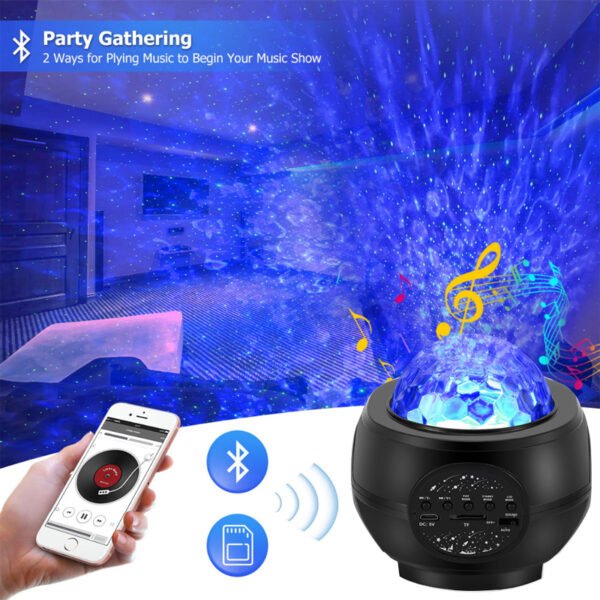 Galaxy Star Projector with Music - LED Starry Sky Night Light for Parties - Black - Image 4