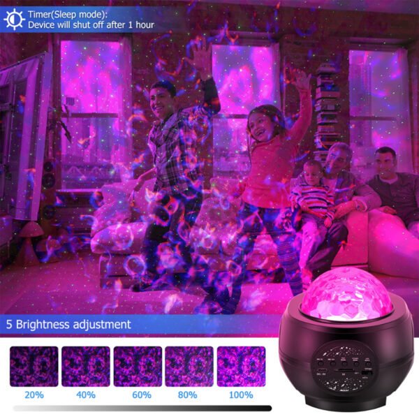 Galaxy Star Projector with Music - LED Starry Sky Night Light for Parties - Black - Image 5