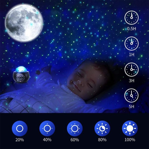 Galaxy Star Projector with Music - LED Starry Sky Night Light for Parties - Black - Image 6