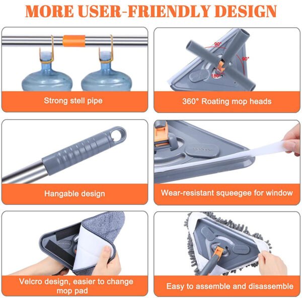 360° Rotatable Adjustable Triangle Mop - Multipurpose Cleaning Brush - Image 4