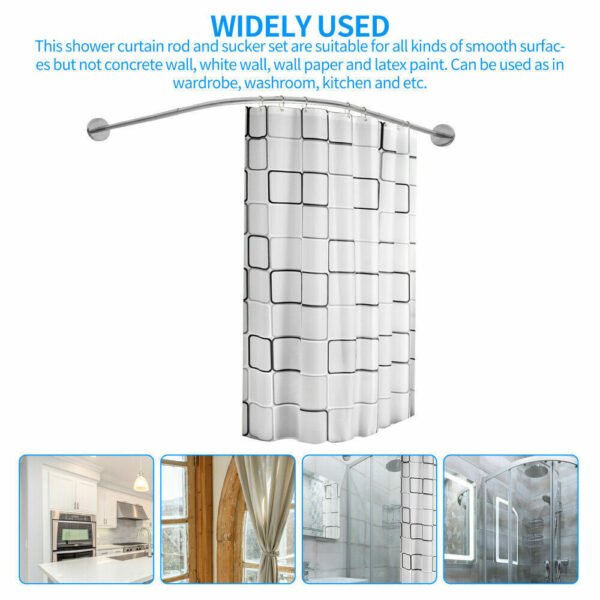 L-Shaped Shower Curtain Rail Rod - Stretchable Stainless Steel Pole for Bathroom Corners - Image 6