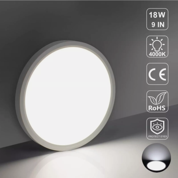 LED Ceiling Light 18W Round Panel - Down Lights for Kitchen, Bathroom, Living Room