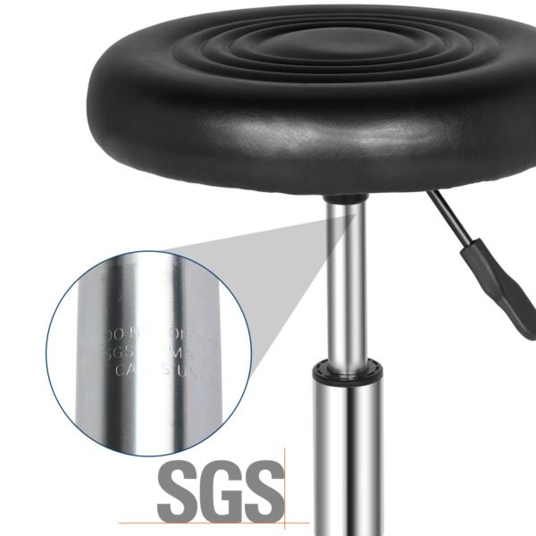 Round Stool with Lines Rotation Bar Stool Black - Image 5