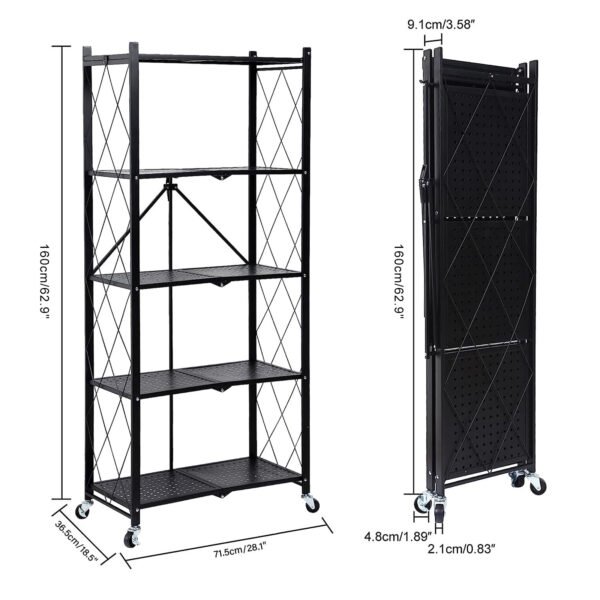 5 Tiers Garage Shelving Storage Units Heavy Duty Metal, Foldable and Moveable UK - Image 4