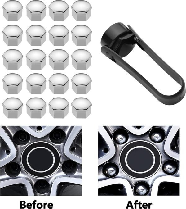 20PCS CHROME ALLOY CAR WHEEL NUT BOLT COVERS CAPS UNIVERSAL FOR ALL CAR 17MM UK - Image 5