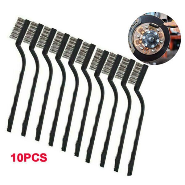 Pack of 10 - Stainless Steel Wire Brush Set - Small Brushes for DIY Paint and Rust-Remover Tool