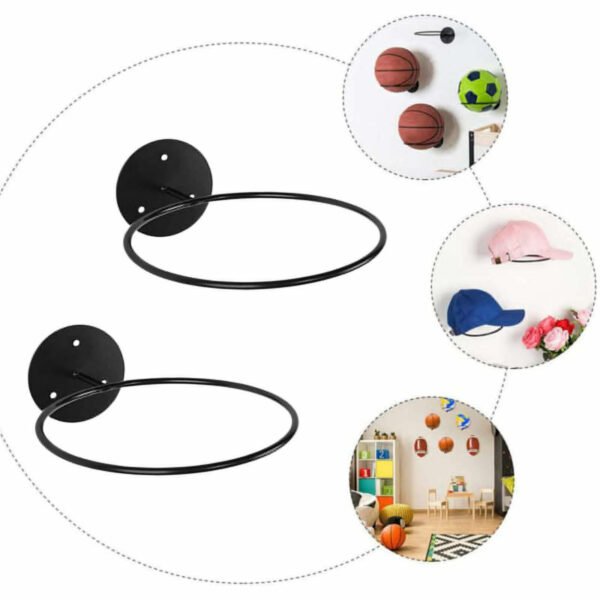 Wall Mounted Storage Rack (2PCS) - Metal Holder for Football, Basketball, Soccer, and Hats