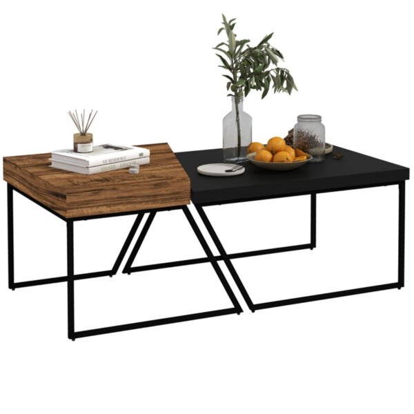 Coffee Table and Bar Table - Rustic Brown and Black