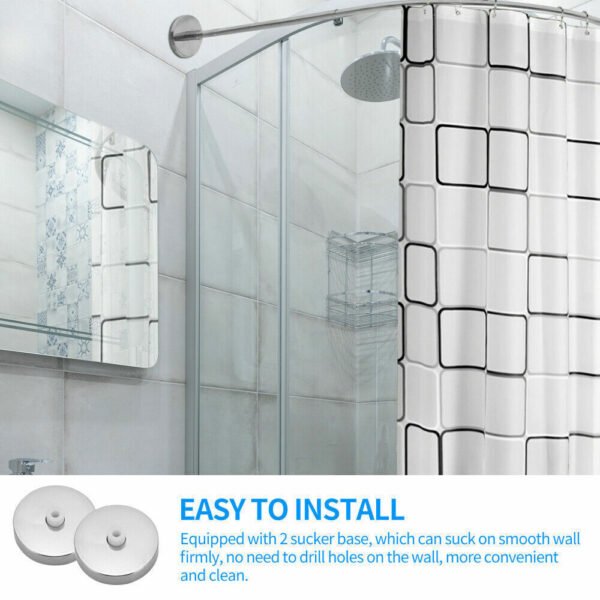 L-Shaped Shower Curtain Rail Rod - Stretchable Stainless Steel Pole for Bathroom Corners - Image 8