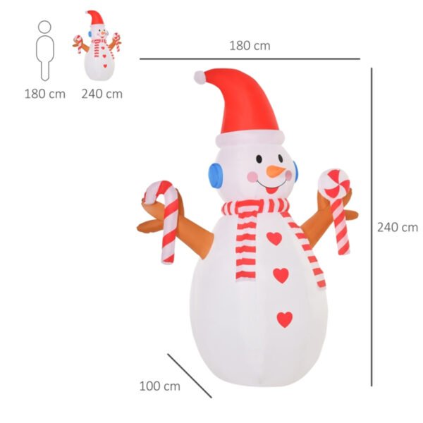 Christmas Snowman Inflatable with Rotating Inner Lights - Illuminated Holiday Decor - Image 6