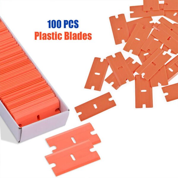 100 Pcs No Scratch Plastic Scraper Razor Blades - Auto Decal and Sticker Remover - Image 7