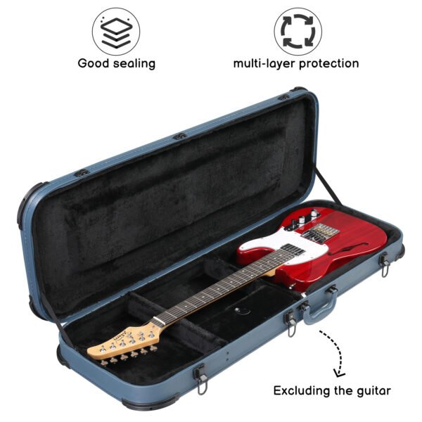 Electric Guitar Square PU Hard Case with Protective Sleeve Fits ST TL Burning fire 170 - Blue - Image 11