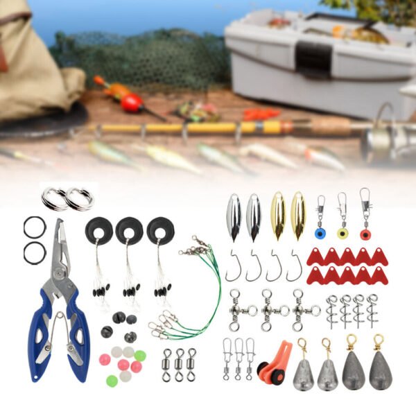 188PCS Sea Fishing Accessories Tackle Box Kit - Jig Hooks, Swivels, and Clamp Set